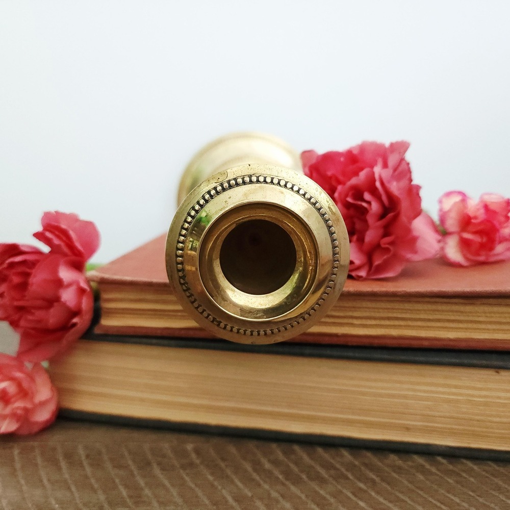 Vintage Brass Candlestick Holder with beaded‎ accen - Picture 7 of 10